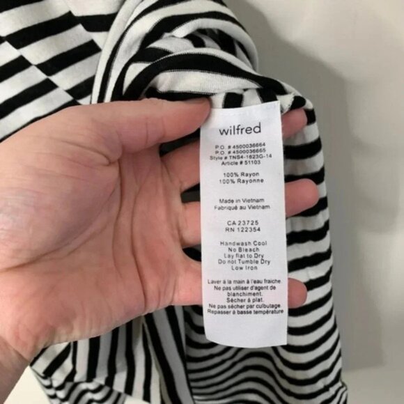 Aritzia Wilfred Tank Top Striped Racerback Side Split Hem White Black Size XS - Picture 8 of 11
